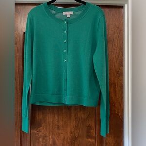 J. Crew Classic merino wool blend cardigan sweater in green Sz M